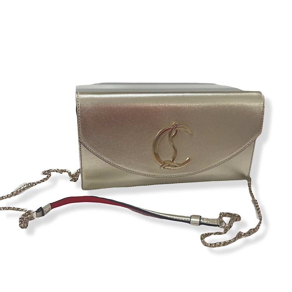 CHRISTIAN LOUBOUTIN Champagne gold/silver leather clutch